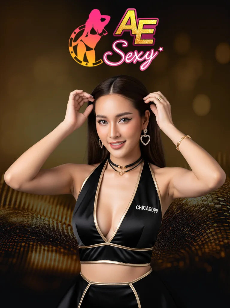 โลโก้ค่าย AE Sexy บนเว็บไซต์ CHICAGO99 พร้อมพริตตี้แนะนำบาคาร่า